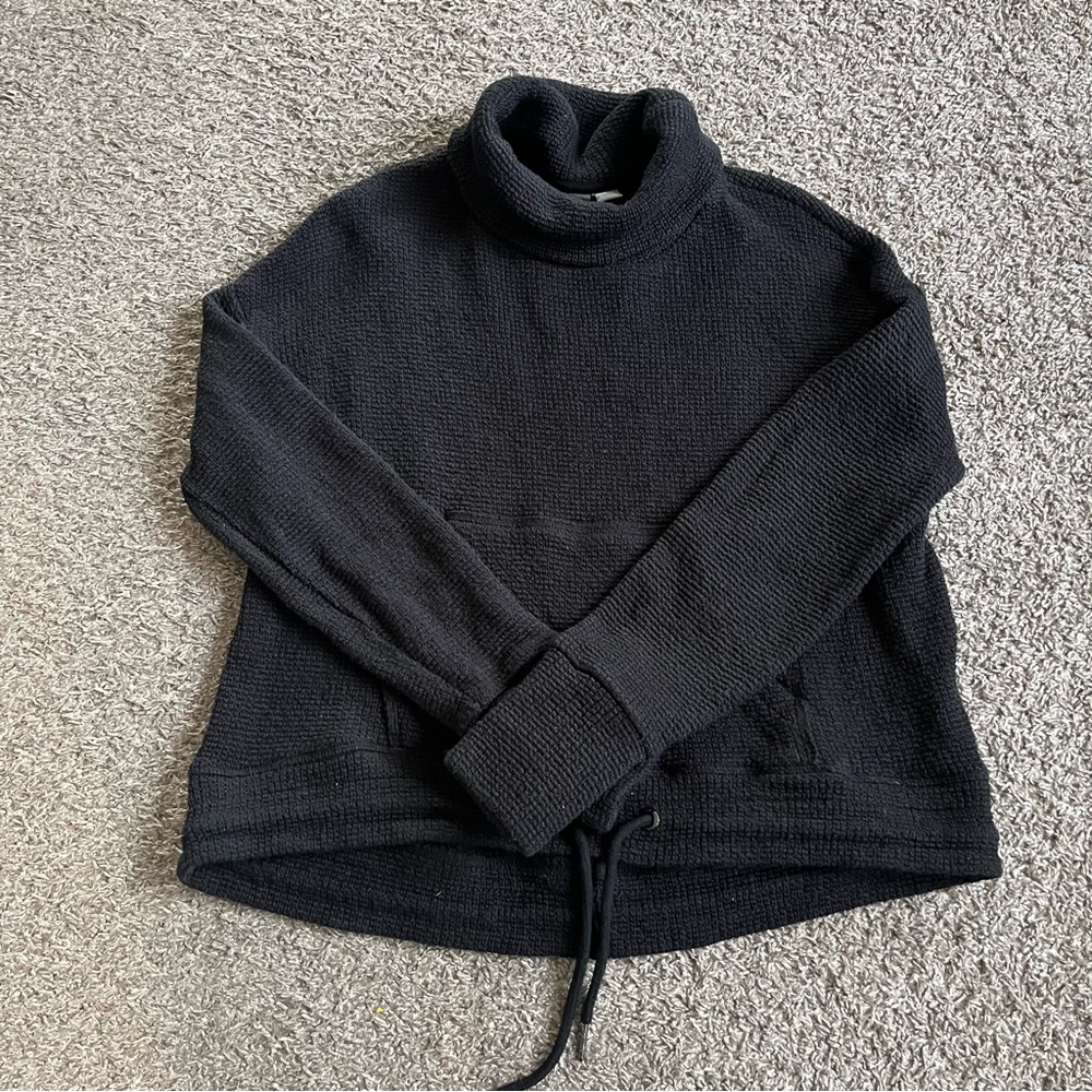 Sweaty Betty Cowl Neck Sweater Womens Small Waffle Knit Athleisure Black Crop